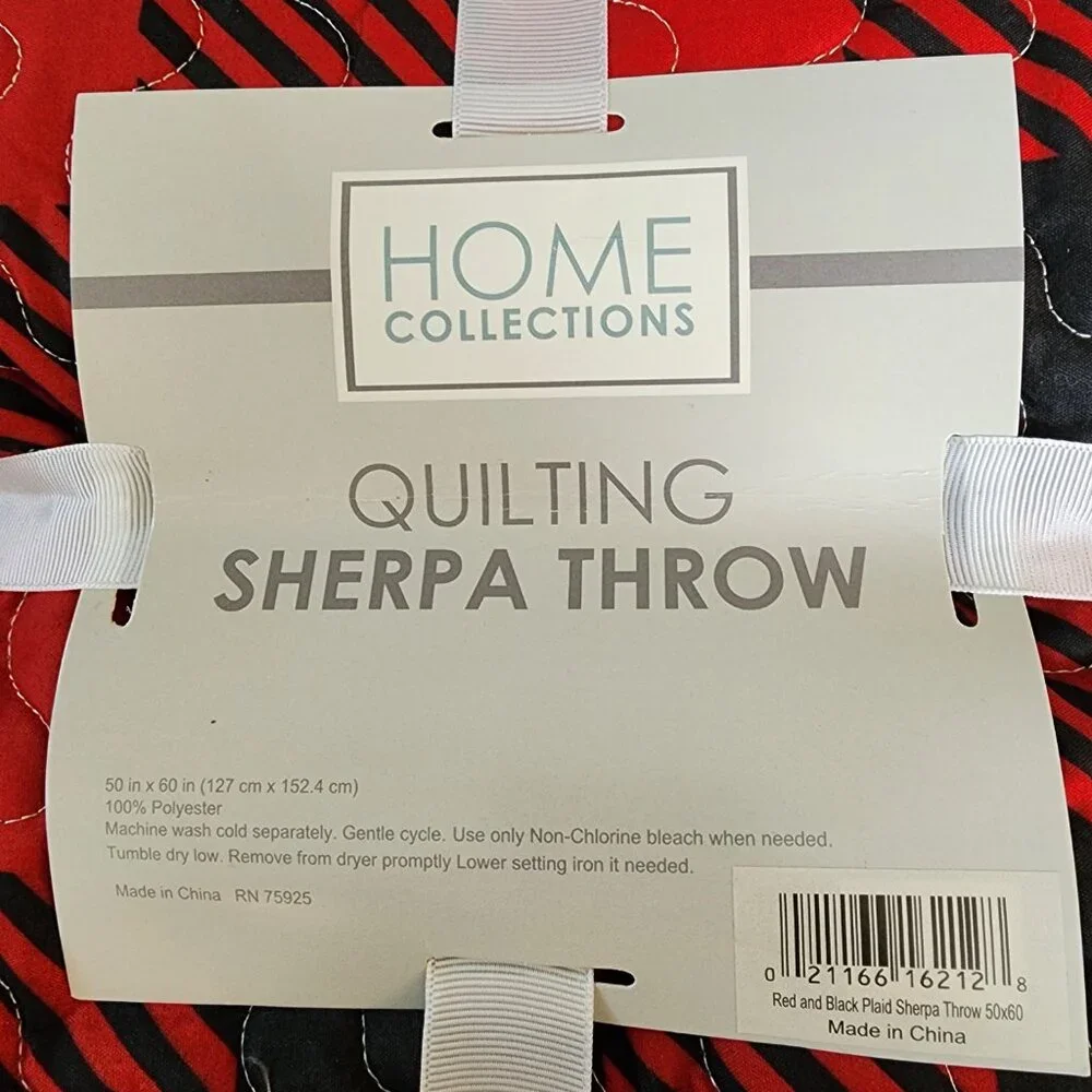 Home Collections Quilting Sherpa Throw Red Black Buffalo Check Blanket 50x60